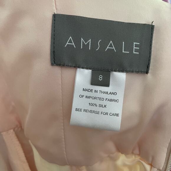 NWT Amsale Bridesmaid Dress G629C Blush Pink 100%‎ Silk Gown Bridal Size 8 - Picture 7 of 10